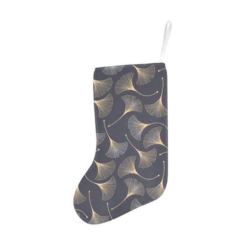 Gold ginkgo leaves Christmas Stocking