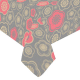 Red gold Sakura cherry blossom gray background Tablecloth