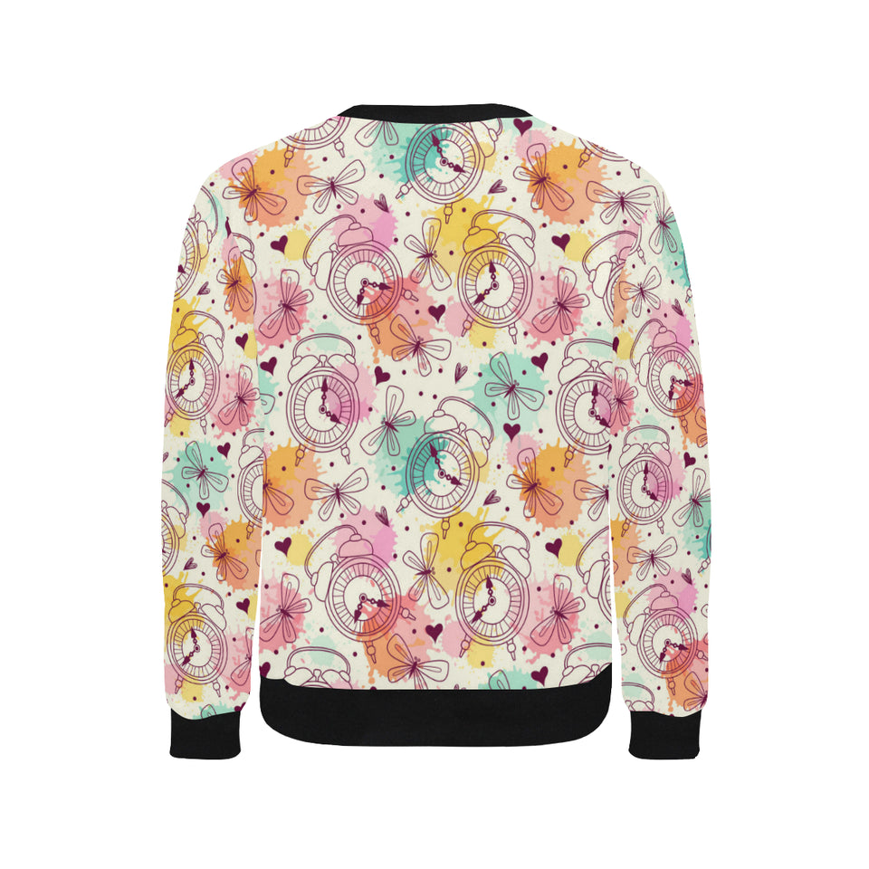 Clock butterfly pattern Men's Crew Neck Sweatshirt