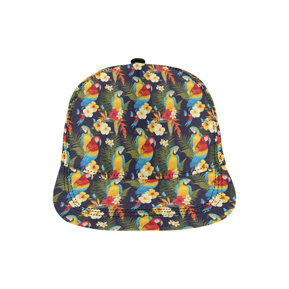 Colorful parrot flower pattern All Over Print Snapback Cap