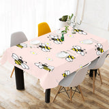 Cute bee flower pattern pink background Tablecloth