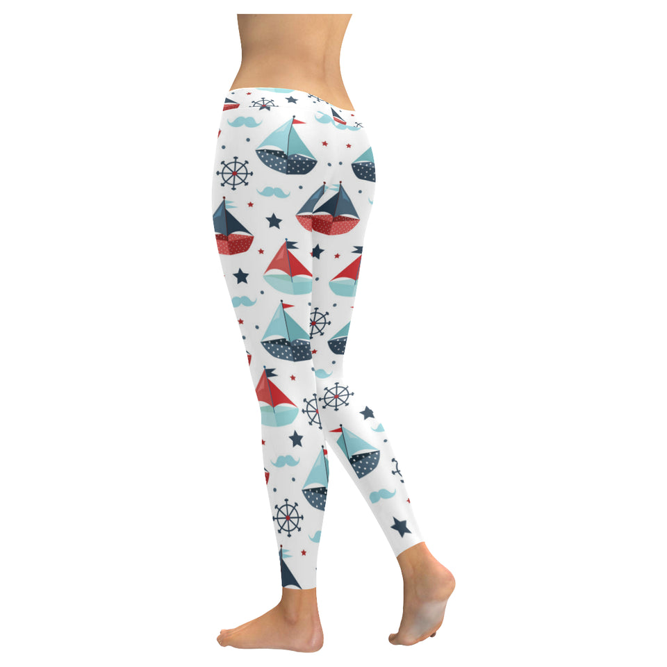 Cute color paper sailboat pattern Women's Legging Fulfilled In US