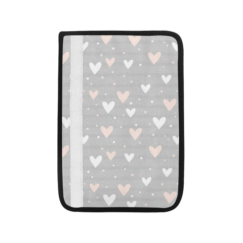 Heart pattern gray background Car Seat Belt Cover