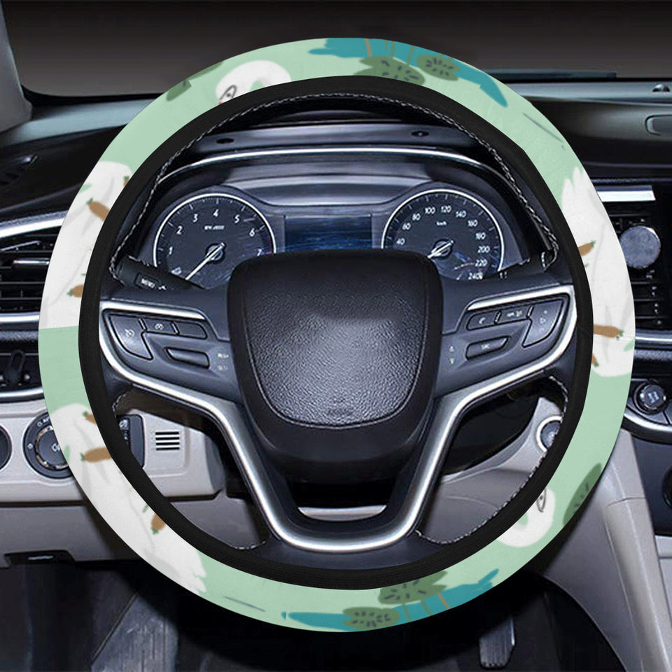 White swan lake pattern Car Steering Wheel Cover