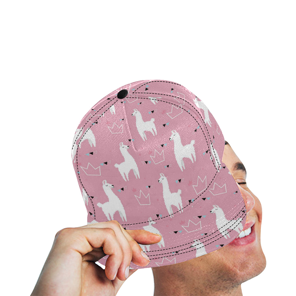 Llama Alpaca pink background All Over Print Snapback Cap