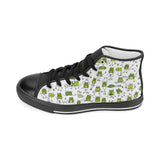 Sketch funny frog pattern Women's High Top Canvas Shoes Black