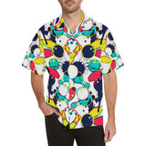 watercolor bowling ball pins Men's All Over Print Hawaiian Shirt