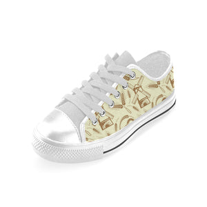 Windmill Wheat pattern Men's Low Top Shoes White