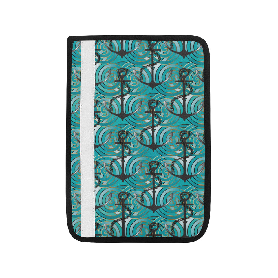 Anchor nautical green background Car Seat Belt Cover