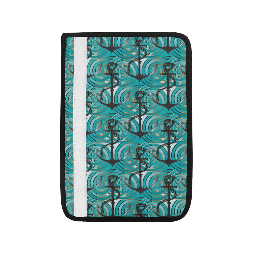 Anchor nautical green background Car Seat Belt Cover