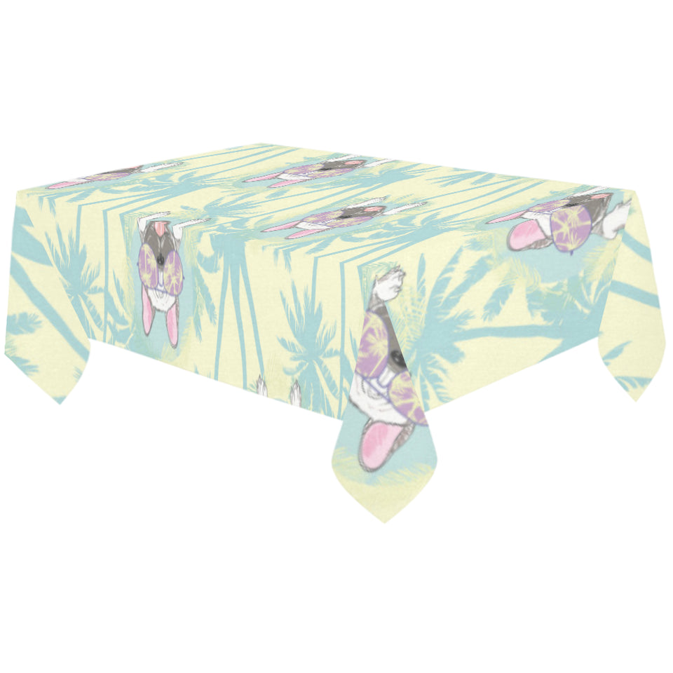 French bulldog hawaii blackground Tablecloth