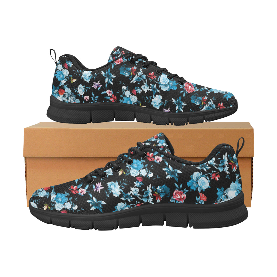 Skull flower roses leave pattern Women's Sneaker Shoes