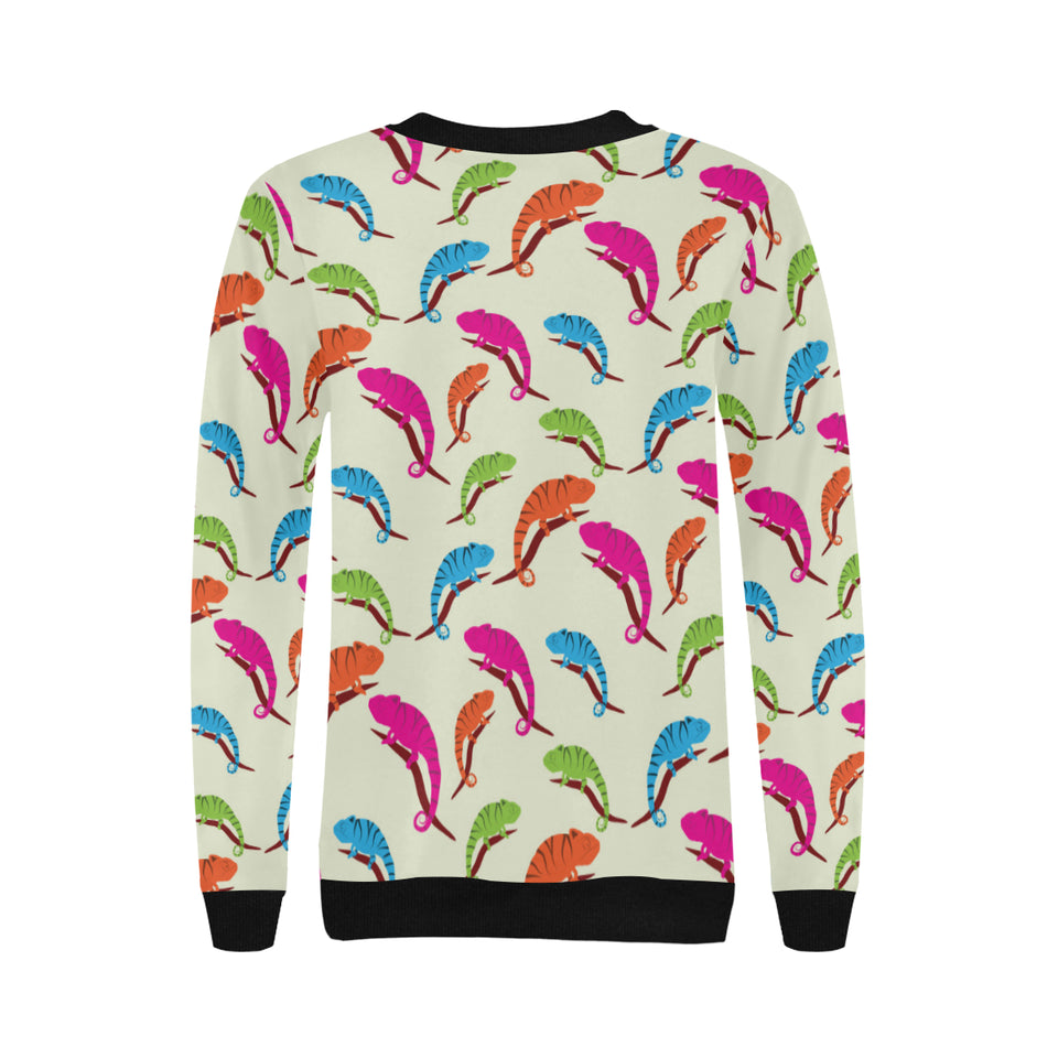Colorful Chameleon lizard pattern Women's Crew Neck Sweatshirt