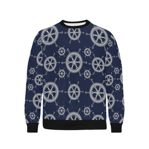 nautical steering wheel design pattern Men's Crew Neck Sweatshirt