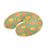 orange fruit pattern green background U-Shaped Travel Neck Pillow