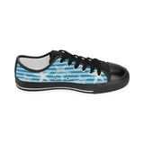 Starfish blue blackground Women's Low Top Canvas Shoes Black