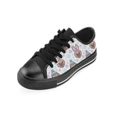 Cute pug hat rabbit costume pattern Men's Low Top Canvas Shoes Black