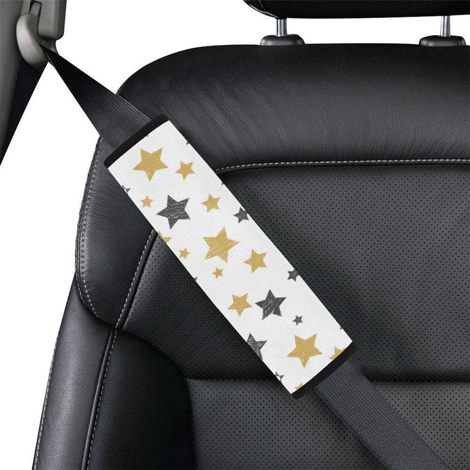 hand drawn gold black star pattern Car Seat Belt Cover