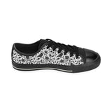 Crow dark floral pattern Men's Low Top Canvas Shoes Black