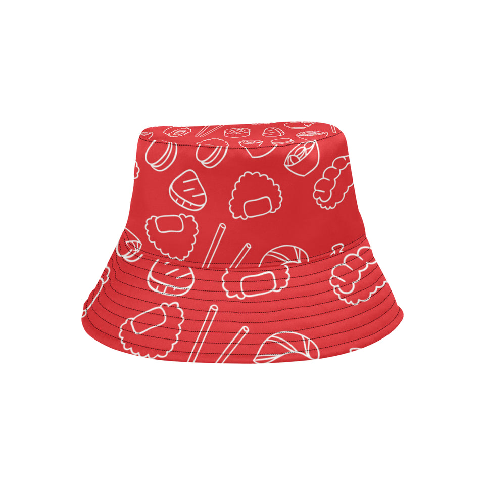 sushi pattern red background Unisex Bucket Hat