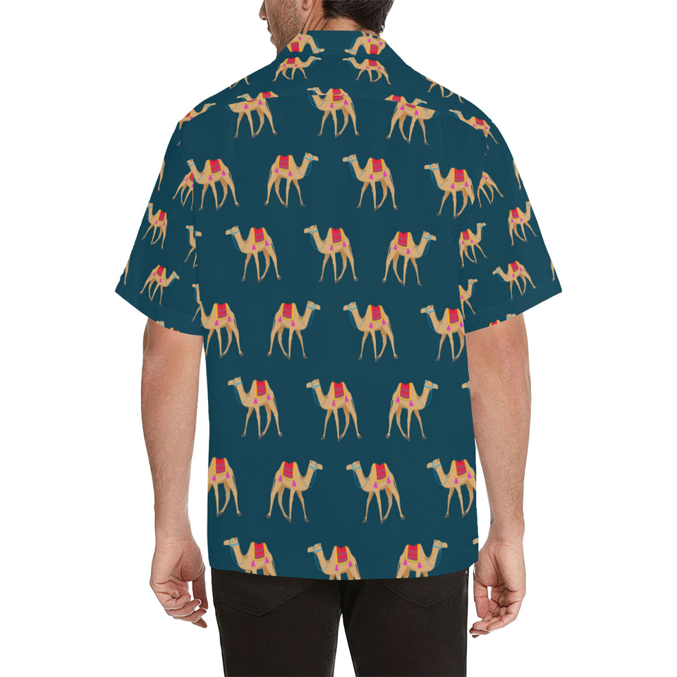 Camel pattern blue blackground Men's All Over Print Hawaiian Shirt