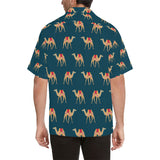 Camel pattern blue blackground Men's All Over Print Hawaiian Shirt