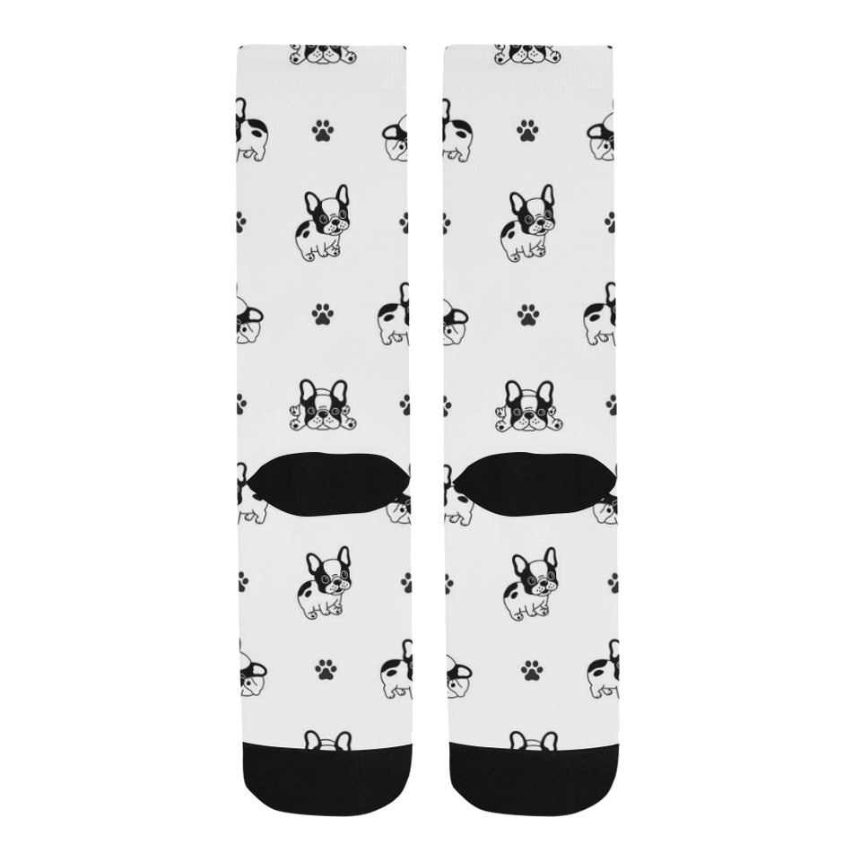 Cute french bulldog paw pattern Crew Socks
