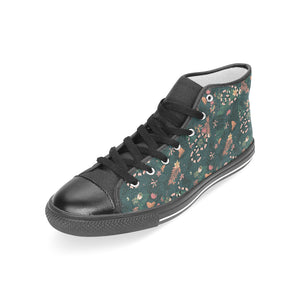 Snake forest pattern Women's High Top Canvas Shoes Black
