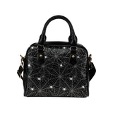 Spider web design pattern Black background white c Shoulder Handbag