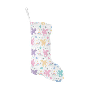 colorful unicorn rainbow heart pattern Christmas Stocking