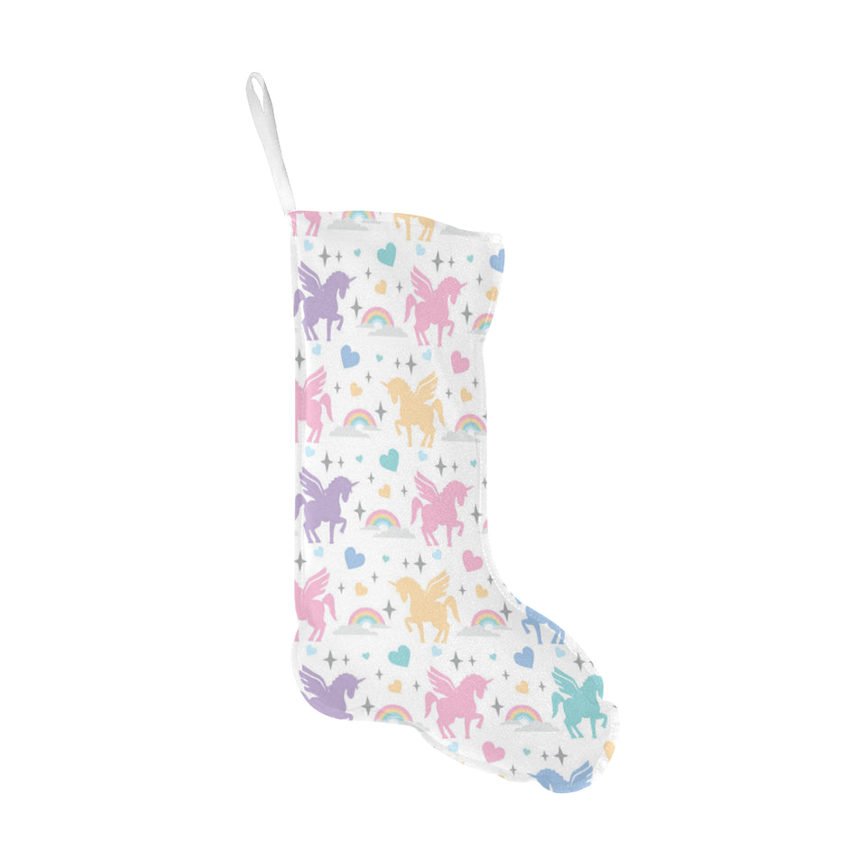 colorful unicorn rainbow heart pattern Christmas Stocking