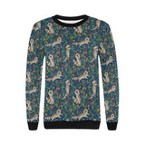 Raccoon tropical leaves pattern Women's Crew Neck Sweatshirt