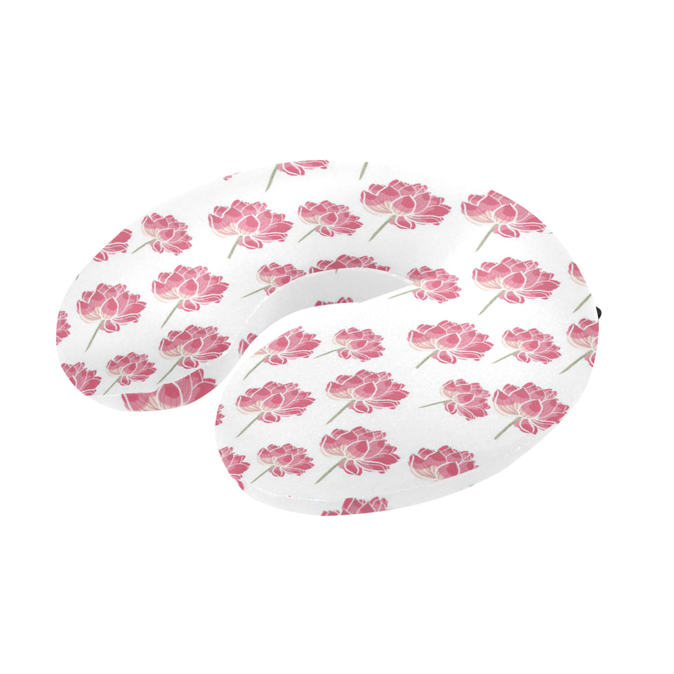 Pink lotus waterlily pattern U-Shaped Travel Neck Pillow