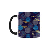Blue japanese pattern cloud wave flower Morphing Mug Heat Changing Mug
