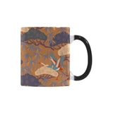 Bonsai bamboo stork japanese pattern brown theme Morphing Mug Heat Changing Mug
