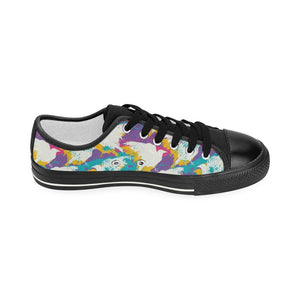 Colorful crow illustration pattern Kids' Boys' Girls' Low Top Canvas Shoes Black