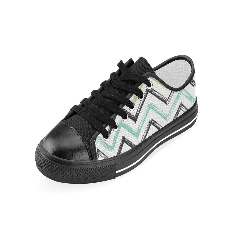 zigzag  chevron paint pattern Kids' Boys' Girls' Low Top Canvas Shoes Black