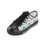 zigzag  chevron paint pattern Kids' Boys' Girls' Low Top Canvas Shoes Black