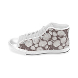 Garlic bulb dark background Men's High Top Canvas Shoes White