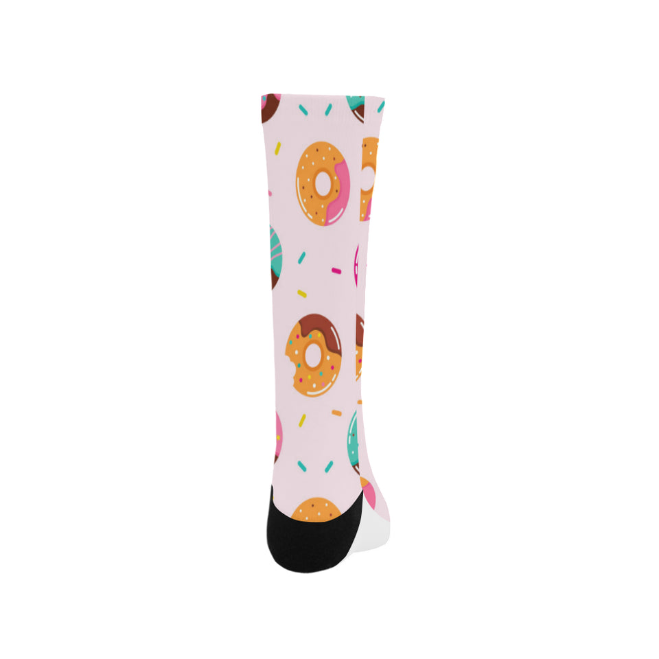 Donut pattern glaze pink background Crew Socks