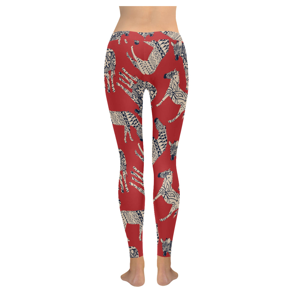 Zebra abstract red background Women's Legging Fulfilled In US