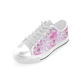 Pink flamingo flower pattern Men's Low Top Shoes White