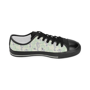 Seahorse shell pattern Kids' Boys' Girls' Low Top Canvas Shoes Black