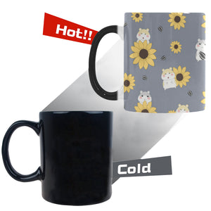 Cute hamster sunflower pattern background Morphing Mug Heat Changing Mug