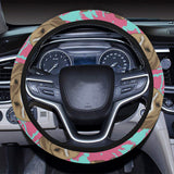 Beagle muzzles turquoise paint splashes pink patte Car Steering Wheel Cover
