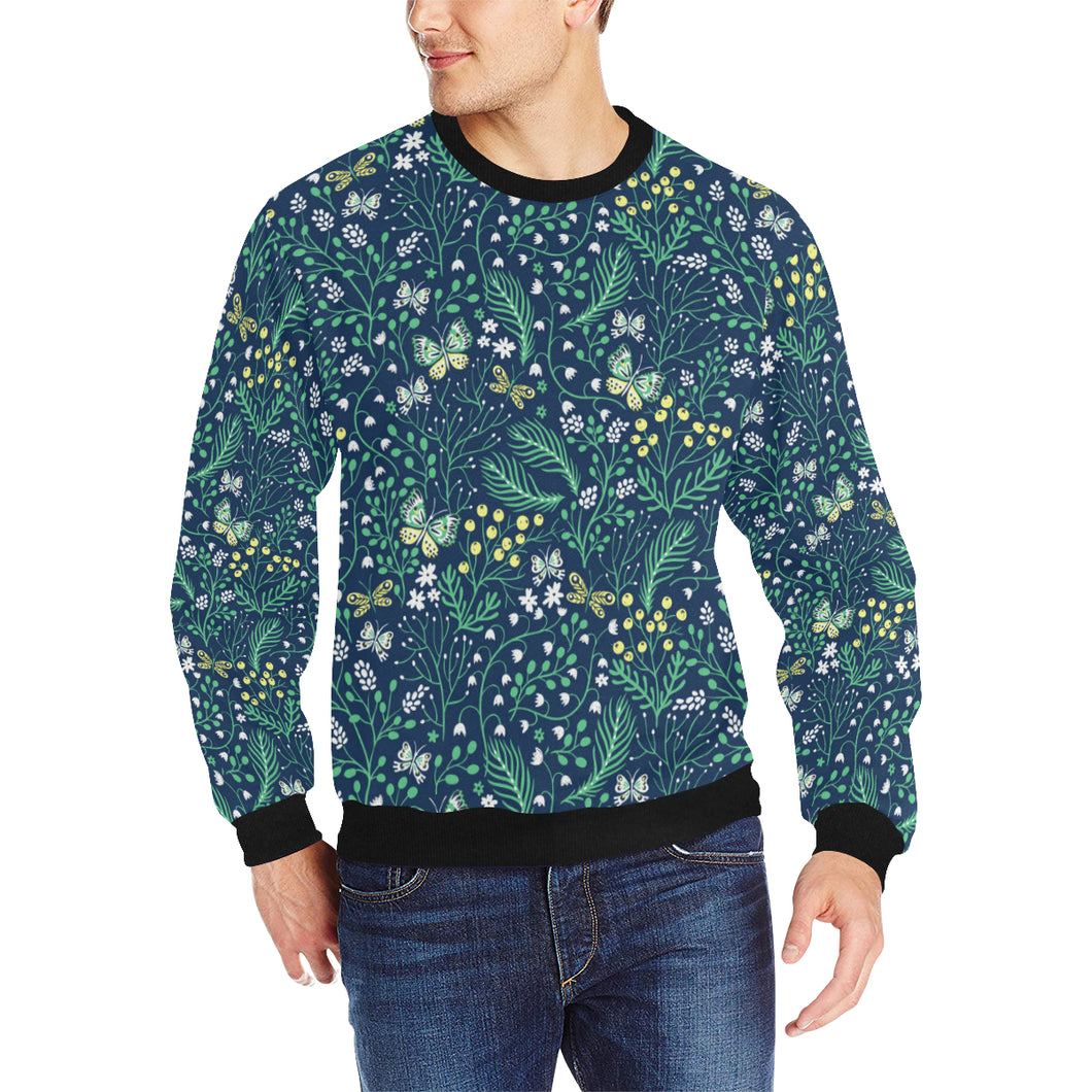 butterfly leaves pattern Men's Crew Neck Sweatshirt