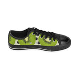 kiwi black dot background Men's Low Top Canvas Shoes Black