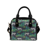 white bengal tigers tropical plant Shoulder Handbag