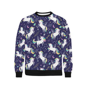 Hand drawn cute unicorn star planet Men's Crew Neck Sweatshirt
