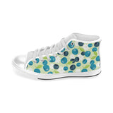 blueberry flower pattern Men's High Top Canvas Shoes White